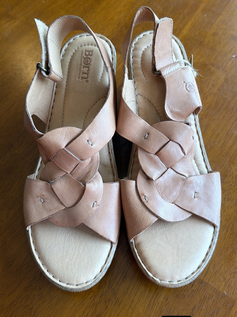 Born Women's Leather Braided Wedge Sandals Size 9